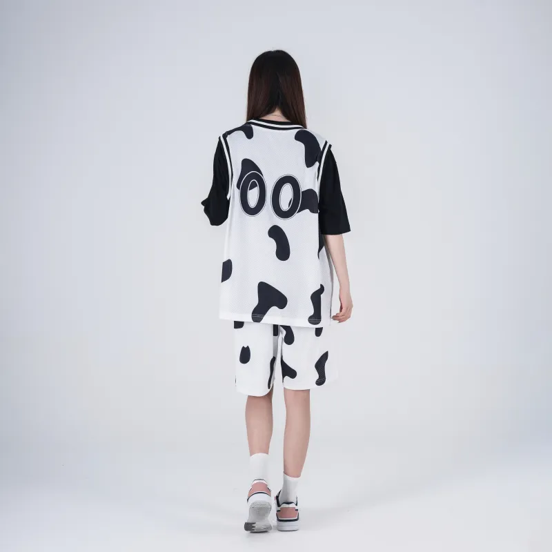 FireMonkey Basketball Jerseys Unisex Black White-4