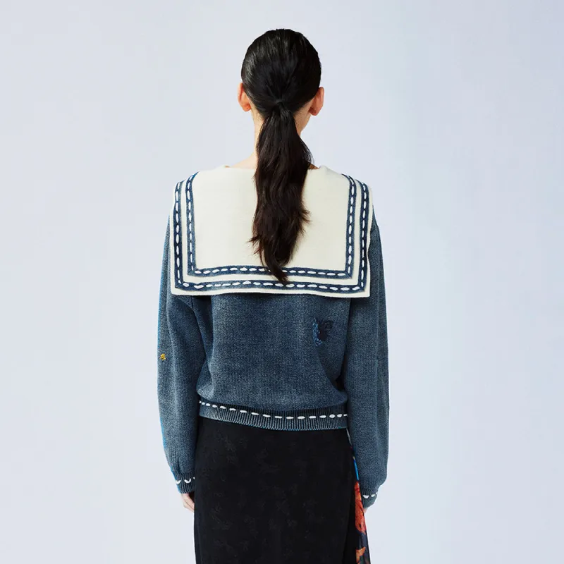 UOOYAA Sweater Women's Navy Blue-3