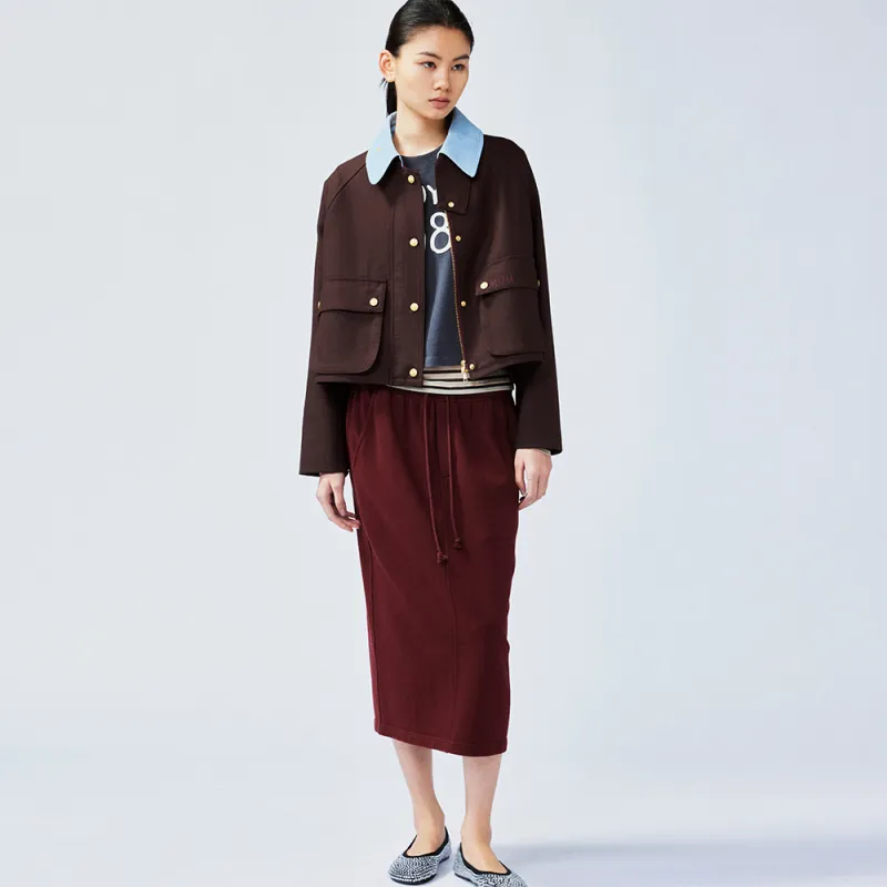 UOOYAA Casual Long Skirt Women's Burgundy-5