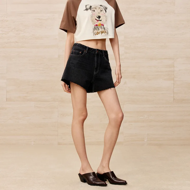 UOOYAA Denim Shorts Women's Black-2