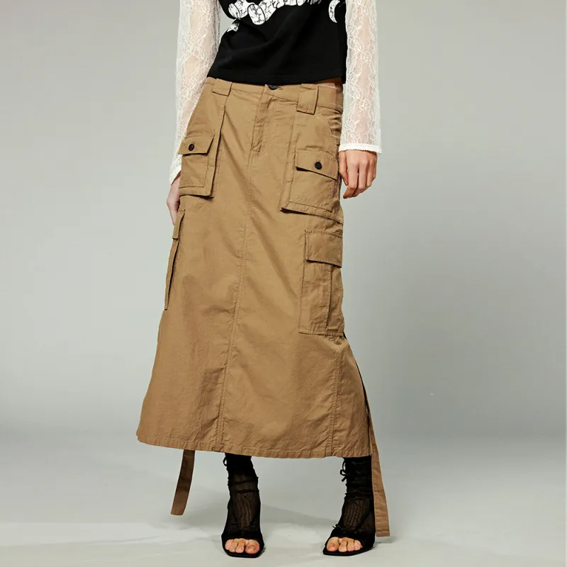 UOOYAA Casual Long Skirts Women's Khaki-2