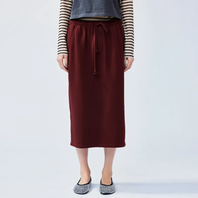 UOOYAA Casual Long Skirt Women's Burgundy-2