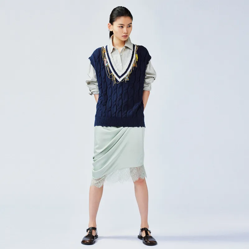 UOOYAA Sweater Women's Navy Blue-5