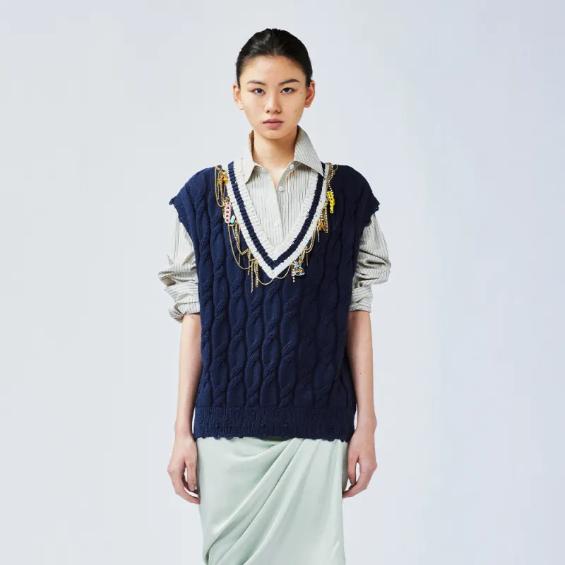 UOOYAA Sweater Women's Navy Blue-2