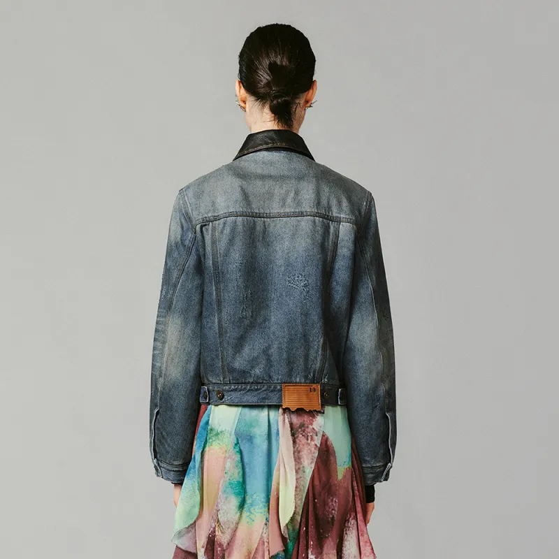UOOYAA Denim Jackets Women's Dark Blue-2