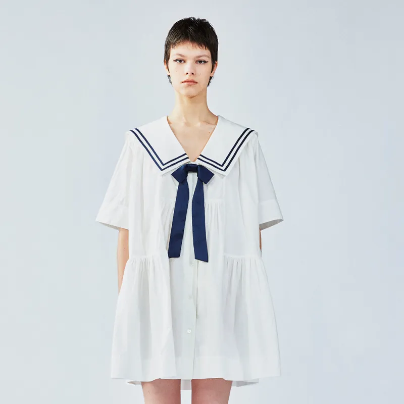 UOOYAA Short Sleeved Dress Women's White-2