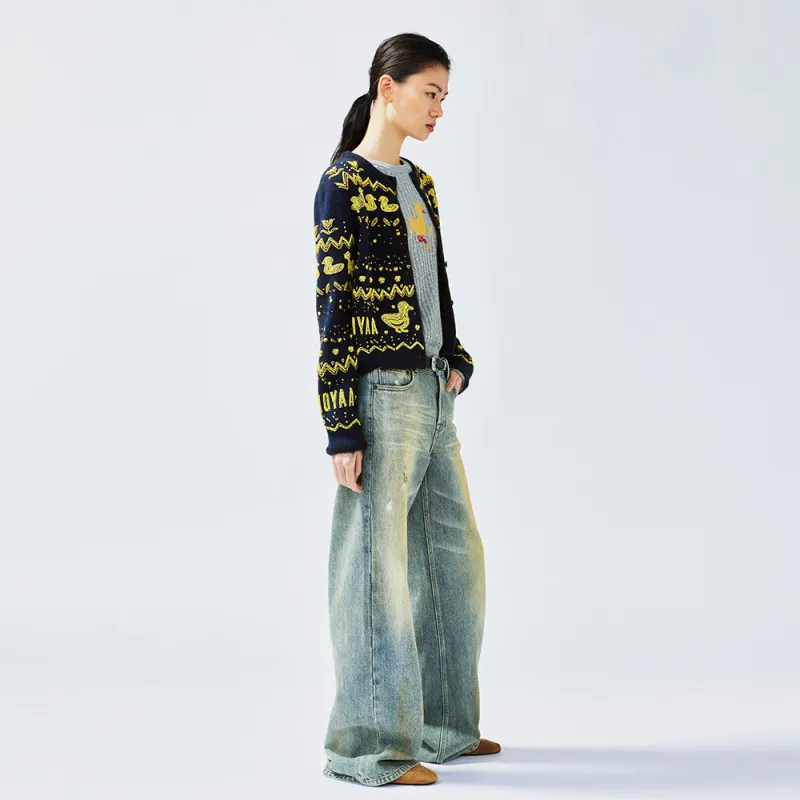 UOOYAA Sweater Women's Navy Blue-5