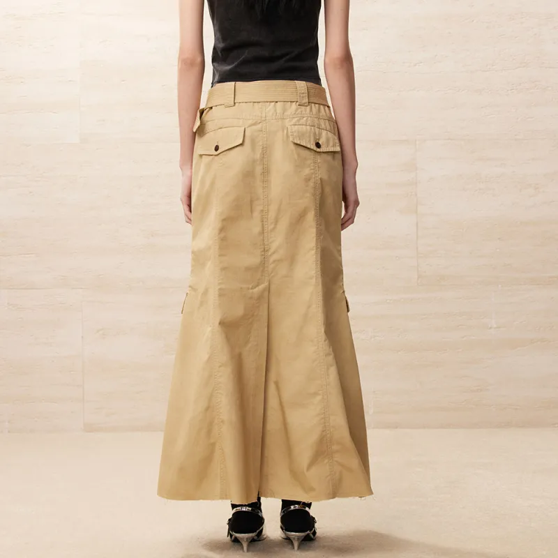 UOOYAA Casual Long Skirts Women's Khaki-3