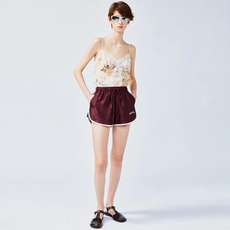 UOOYAA Casual Shorts Women's Burgundy-5