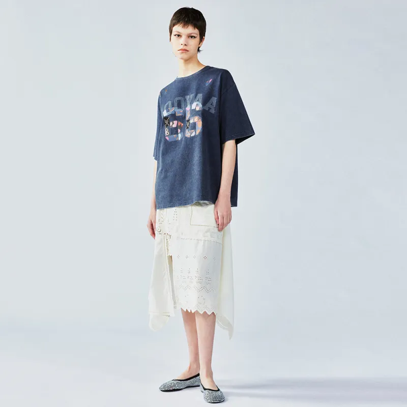 UOOYAA T Shirts Women's Navy Blue-5