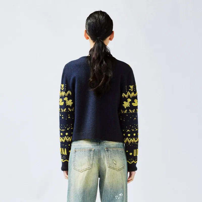 UOOYAA Sweater Women's Navy Blue-4