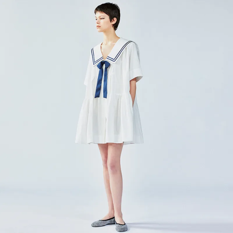 UOOYAA Short Sleeved Dress Women's White-5