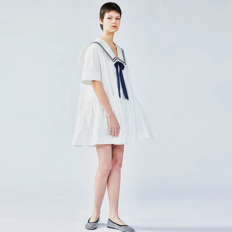 UOOYAA Short Sleeved Dress Women's White-4