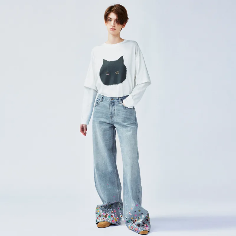 UOOYAA Jeans Women's Denim Blue-5