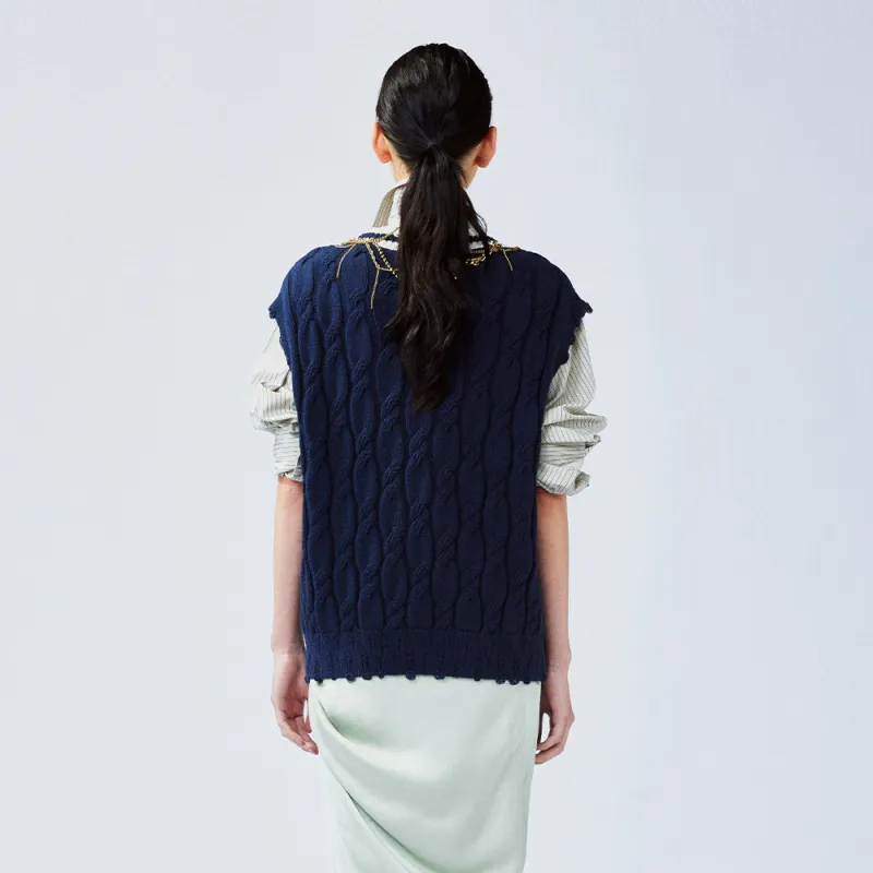 UOOYAA Sweater Women's Navy Blue-3