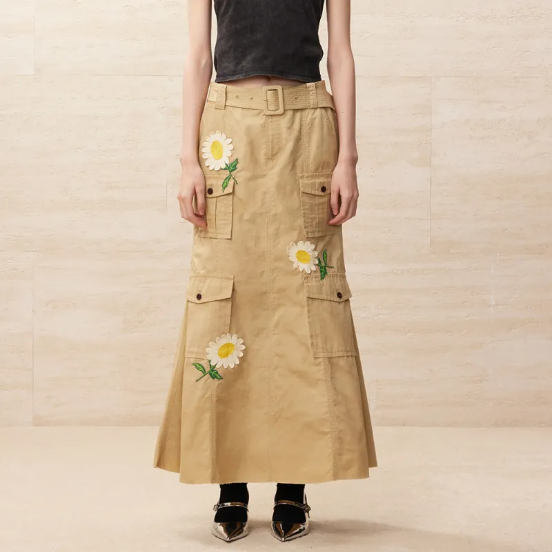 UOOYAA Casual Long Skirts Women's Khaki-2