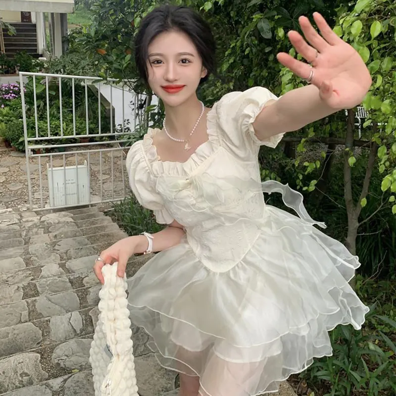 Qiuerle Short Sleeved Dress Women's-2