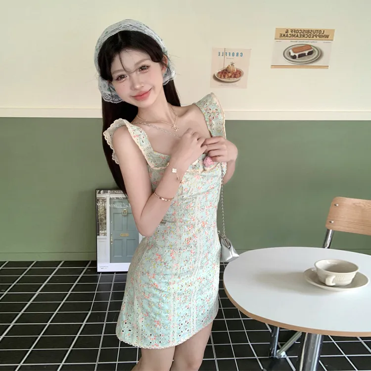 Qiuerle Slip Dress Women's Light Green-6