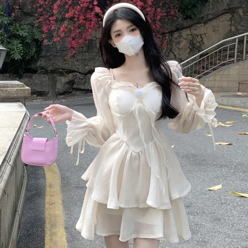 Qiuerle Long Sleeved Dress Women's-3
