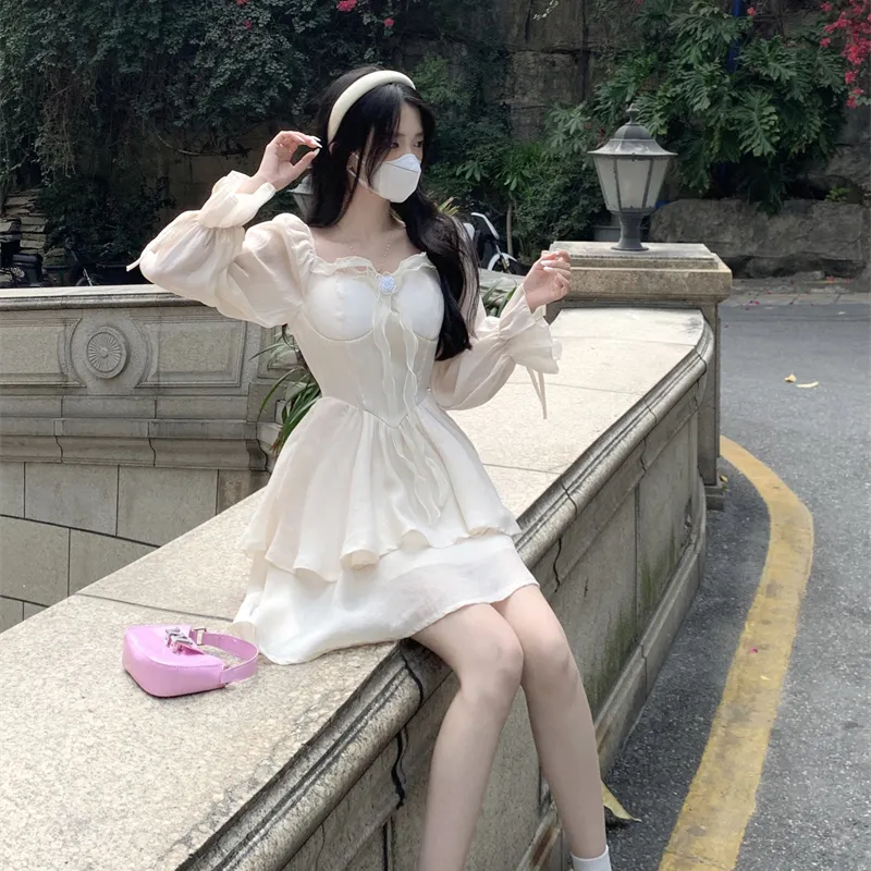 Qiuerle Long Sleeved Dress Women's-10