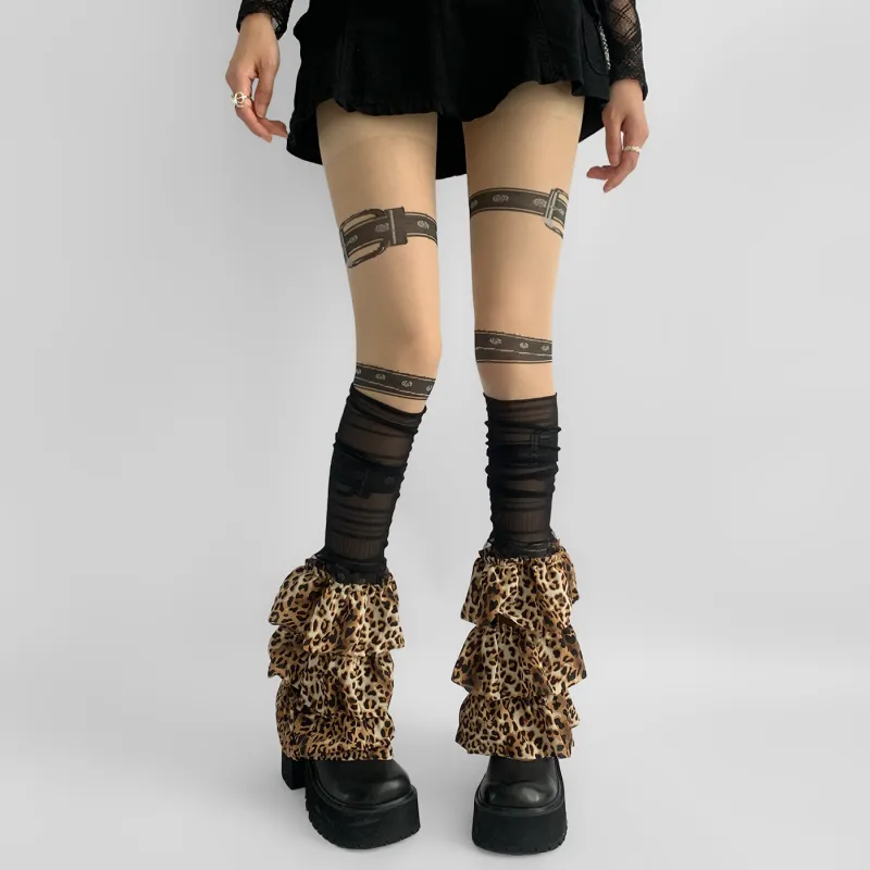Evening Classroom Mid Calf Socks Women's 1 Pack Leopard Print Black-7