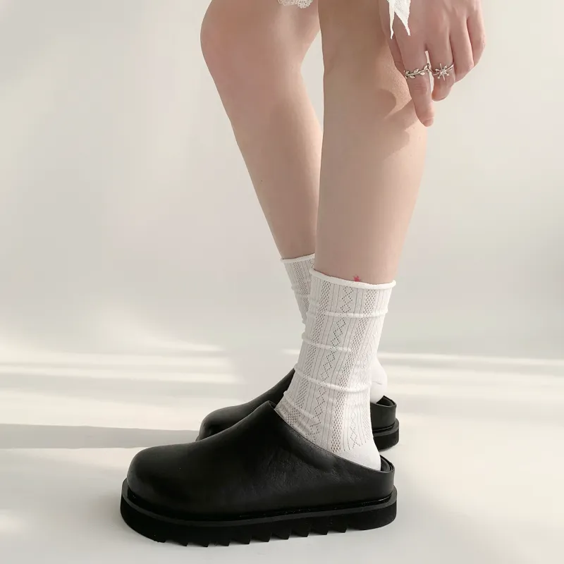 Evening Classroom Mid Calf Socks Women's 4 Pack White-5