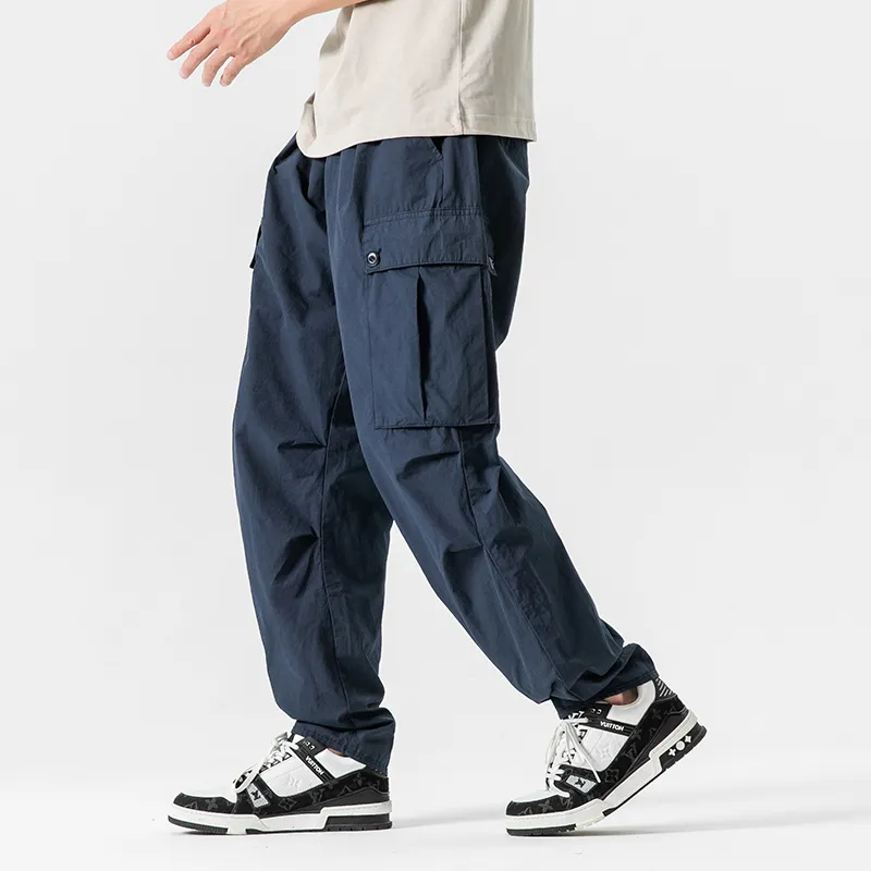 GTHOMME Summer Outdoor Quick Dry Breathable Sports Urban Techwear Solid Color Workwear Casual Pants Unisex Navy-4