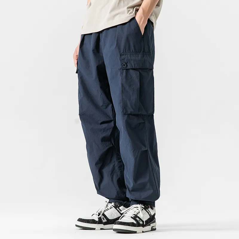 GTHOMME Summer Outdoor Quick Dry Breathable Sports Urban Techwear Solid Color Workwear Casual Pants Unisex Navy-3