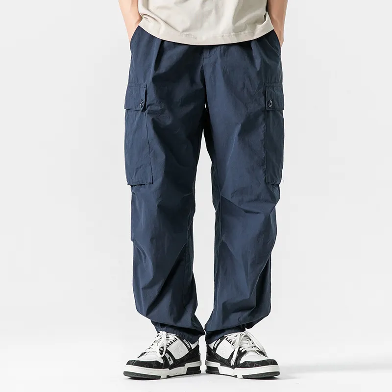 GTHOMME Summer Outdoor Quick Dry Breathable Sports Urban Techwear Solid Color Workwear Casual Pants Unisex Navy-0