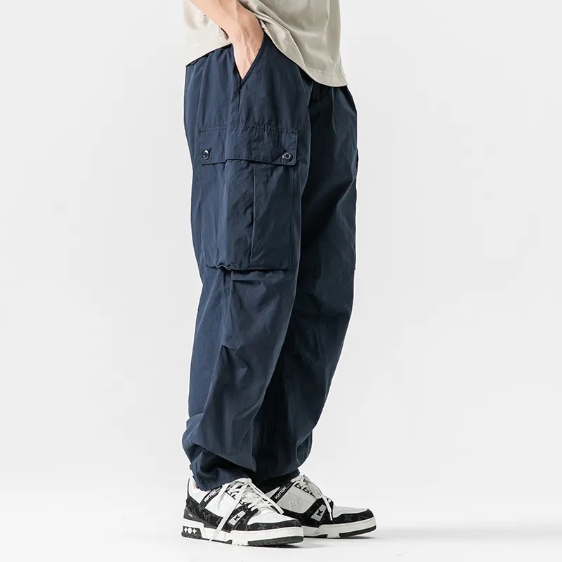GTHOMME Summer Outdoor Quick Dry Breathable Sports Urban Techwear Solid Color Workwear Casual Pants Unisex Navy-2