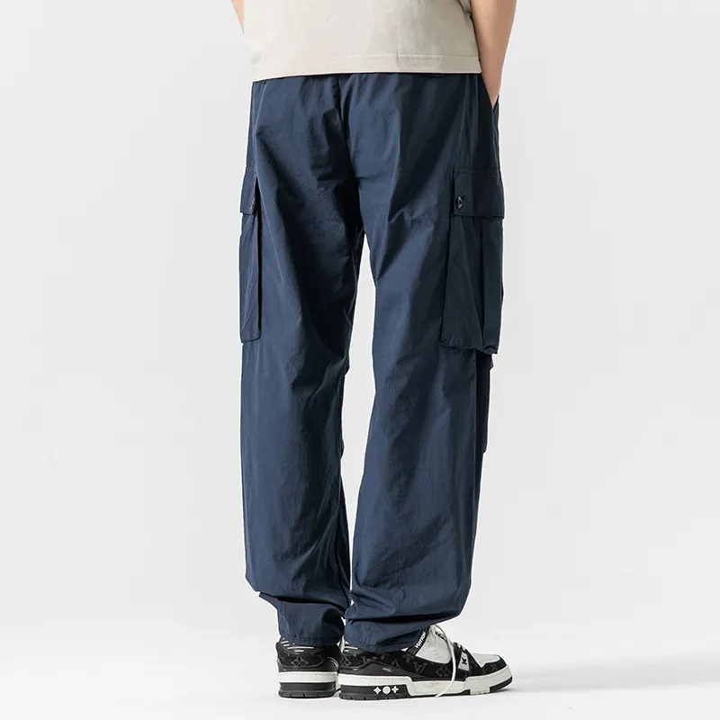 GTHOMME Summer Outdoor Quick Dry Breathable Sports Urban Techwear Solid Color Workwear Casual Pants Unisex Navy-1