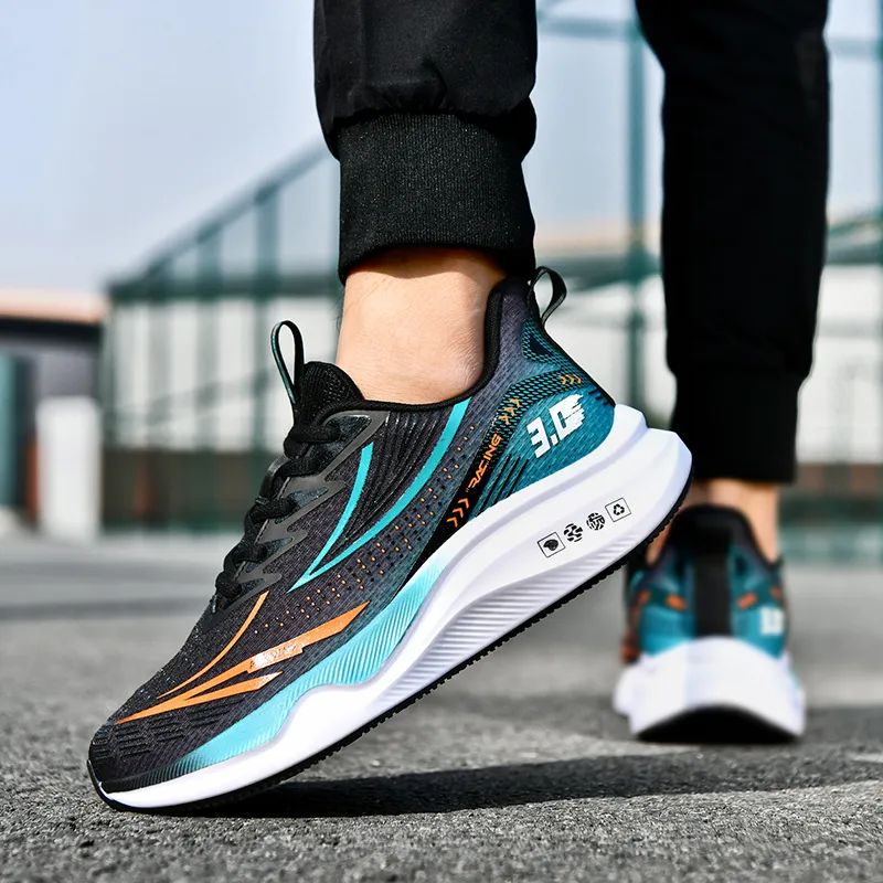 BIANSULONG Cushioned Wear Resistant Coverage Low Top Running Shoes Men's Black Green-3