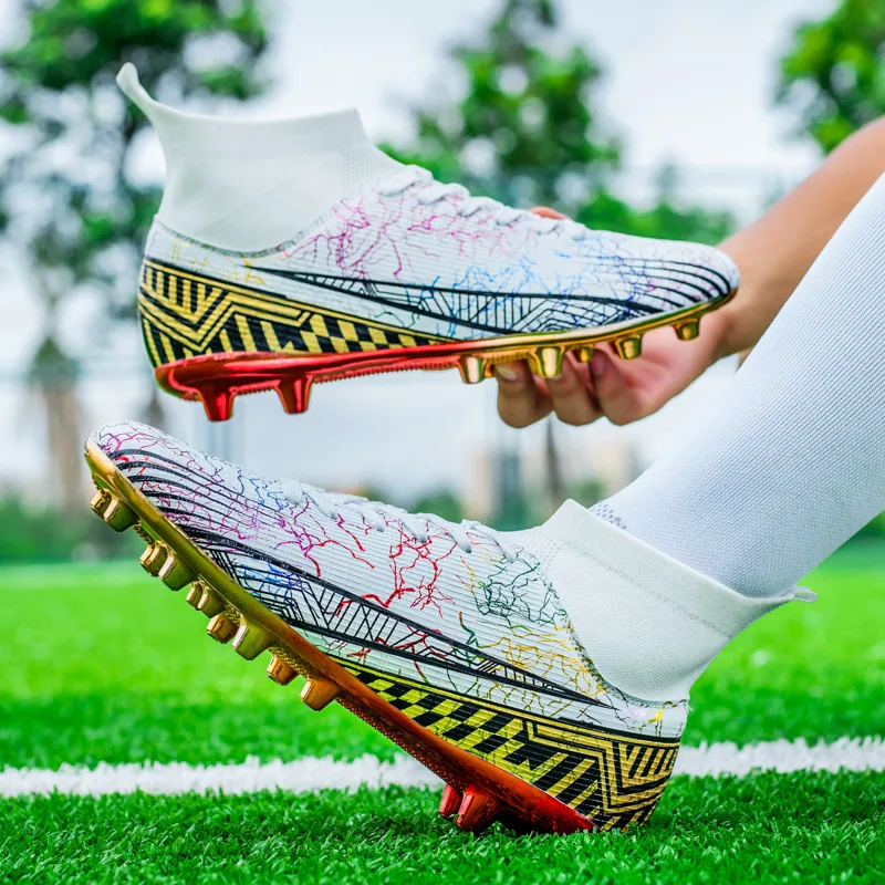 BIANSULONG Soccer Shoes Unisex Low Top White Gold-2