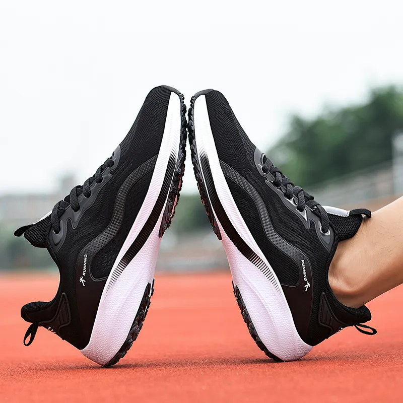 BIANSULONG Cushioned Slip-Resistant Abrasion-Resistant Low-Top Casual Running Shoes Unisex Black-1
