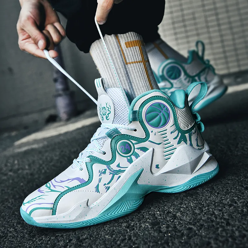 BIANSULONG Basketball Shoes Unisex High Top White Moon-3