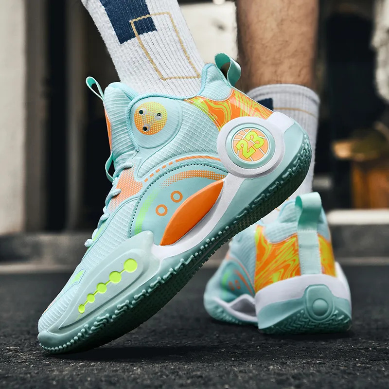 BIANSULONG Cushioned Slip Resistant Abrasion Resistant Low Top Basketball Shoes Unisex Aqua-4