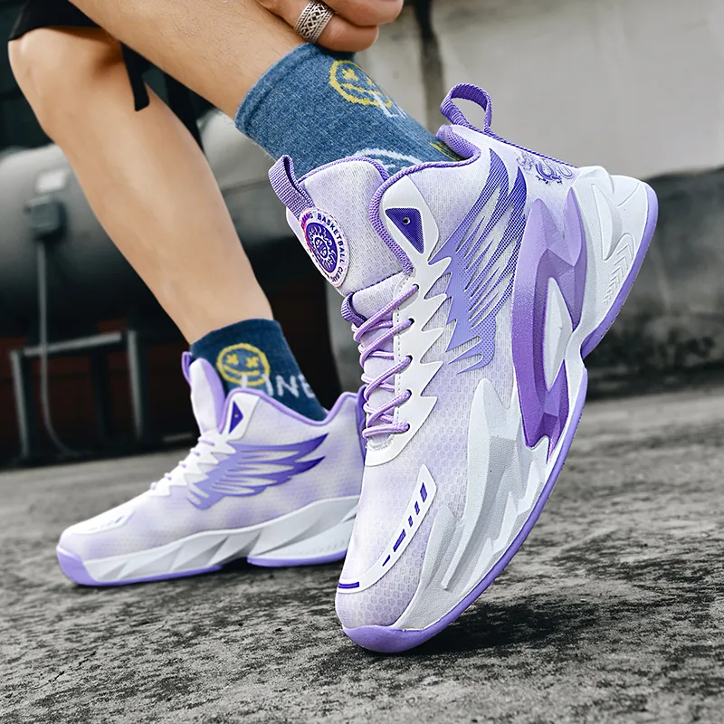 BIANSULONG Cushioning Coverage Balance Support Wear-Resistant Slip-Resistant High-Top Basketball Shoes Unisex-9