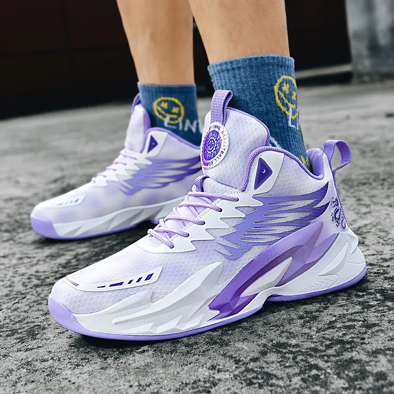 BIANSULONG Cushioning Coverage Balance Support Wear-Resistant Slip-Resistant High-Top Basketball Shoes Unisex-8