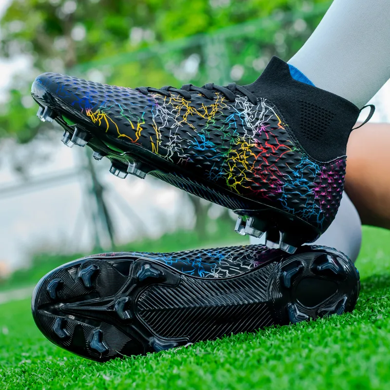 BIANSULONG FG Rubber Long Studs Soft Ground Firm Ground Cushioned Slip-Resistant Abrasion-Resistant Soccer Shoes Unisex-10