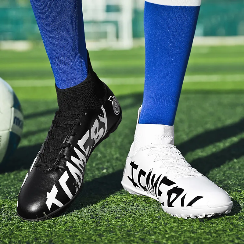 BIANSULONG TF Rubber Broken Studs Cushioned Slip Resistant Abrasion Resistant Soccer Shoes Unisex White-21