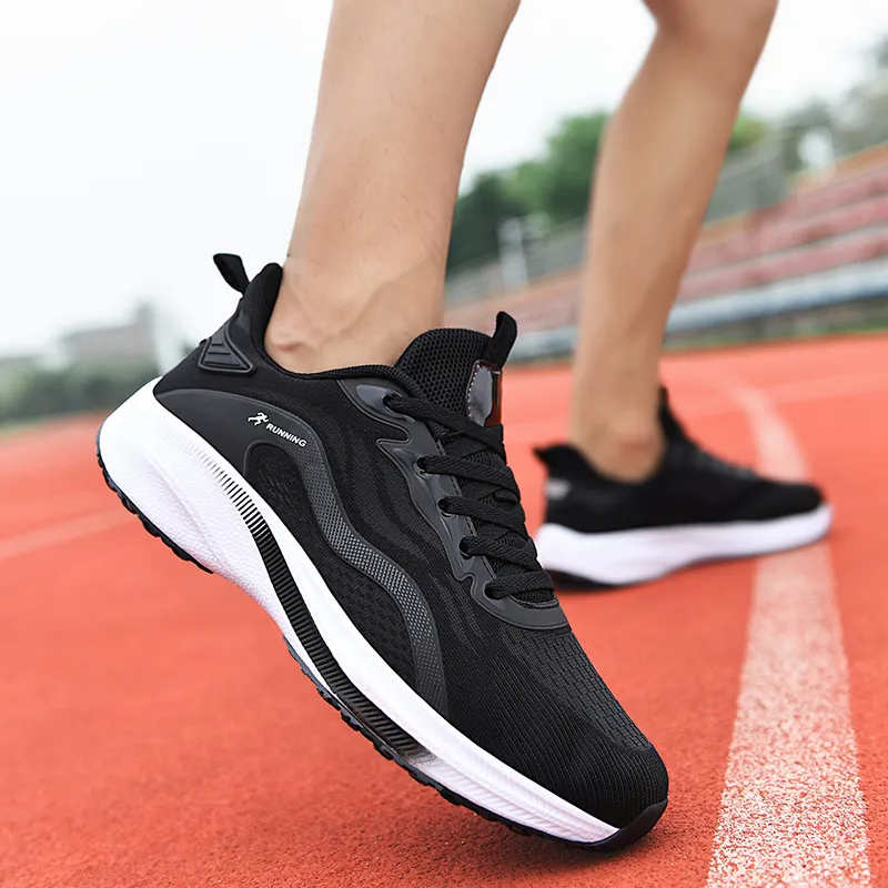 BIANSULONG Cushioned Slip-Resistant Abrasion-Resistant Low-Top Casual Running Shoes Unisex Black-3