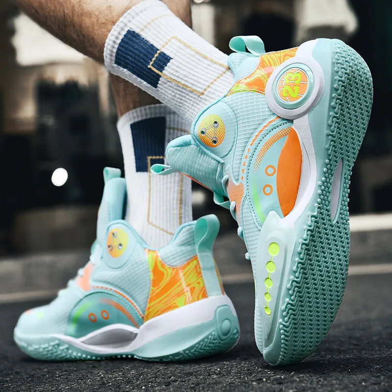 BIANSULONG Cushioned Slip Resistant Abrasion Resistant Low Top Basketball Shoes Unisex Aqua-2