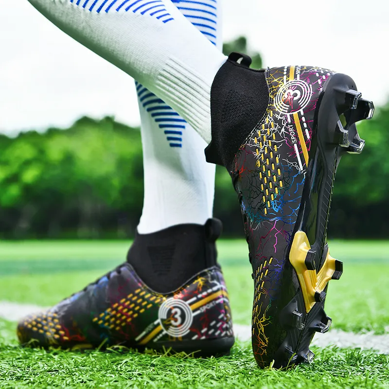 BIANSULONG Soccer Shoes Unisex High Top Black-2