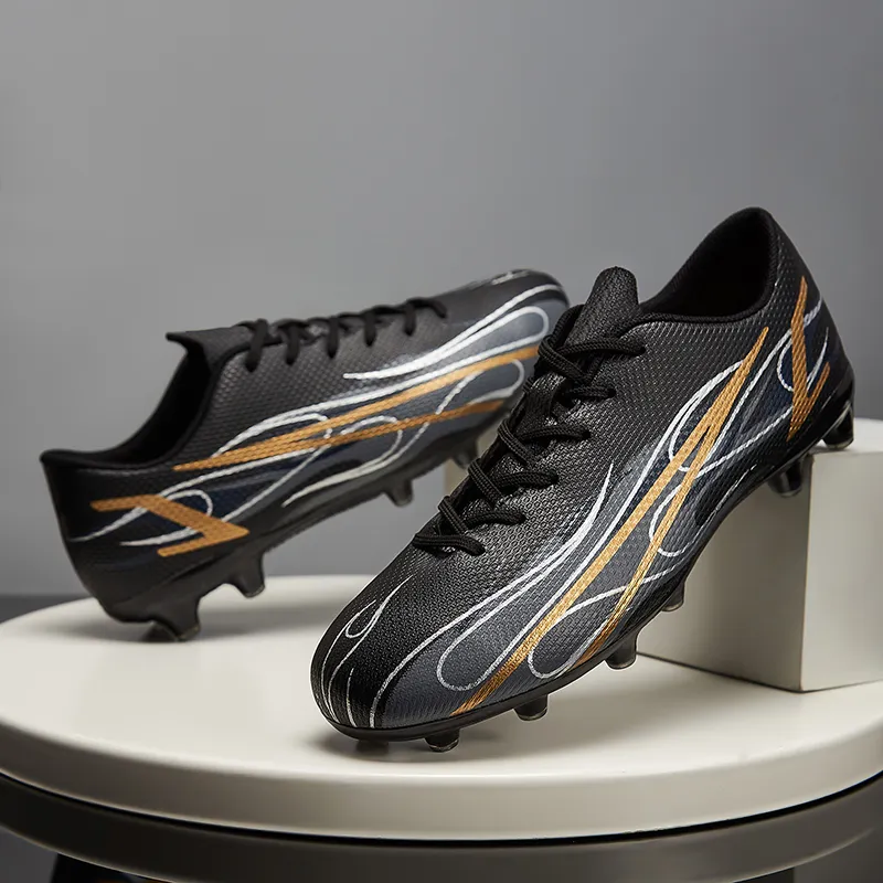 BIANSULONG Soft Ground Abrasion Resistant Coverage Impact Resistant Soccer Shoes Unisex Black-7