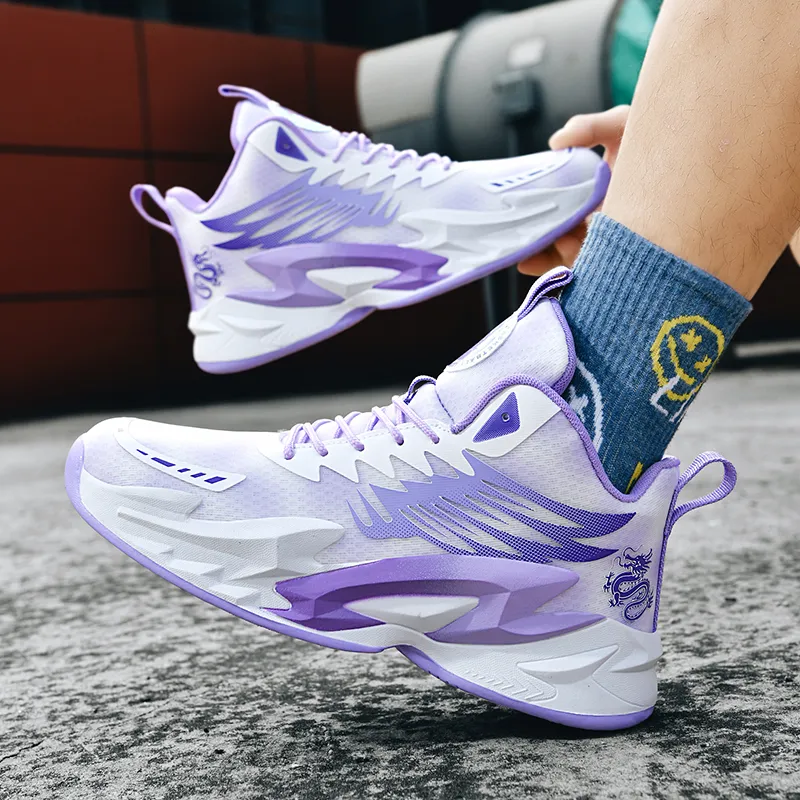 BIANSULONG Cushioning Coverage Balance Support Wear-Resistant Slip-Resistant High-Top Basketball Shoes Unisex-6