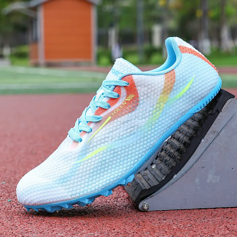 BIANSULONG Cushioned Slip Resistant Abrasion Resistant Low Top Training Running Shoes Unisex White Blue Orange-2