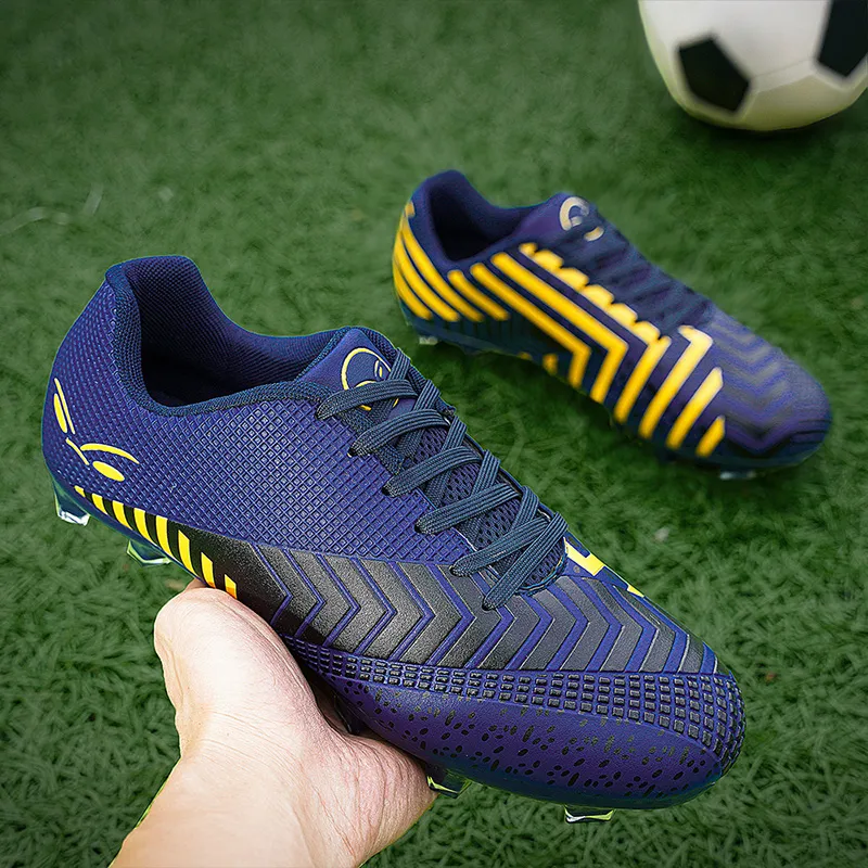 BIANSULONG FG Rubber Long Studs Cushioning Anti-Slip Wear-Resistant Impact-Resistant Soccer Shoes Unisex Blue-4