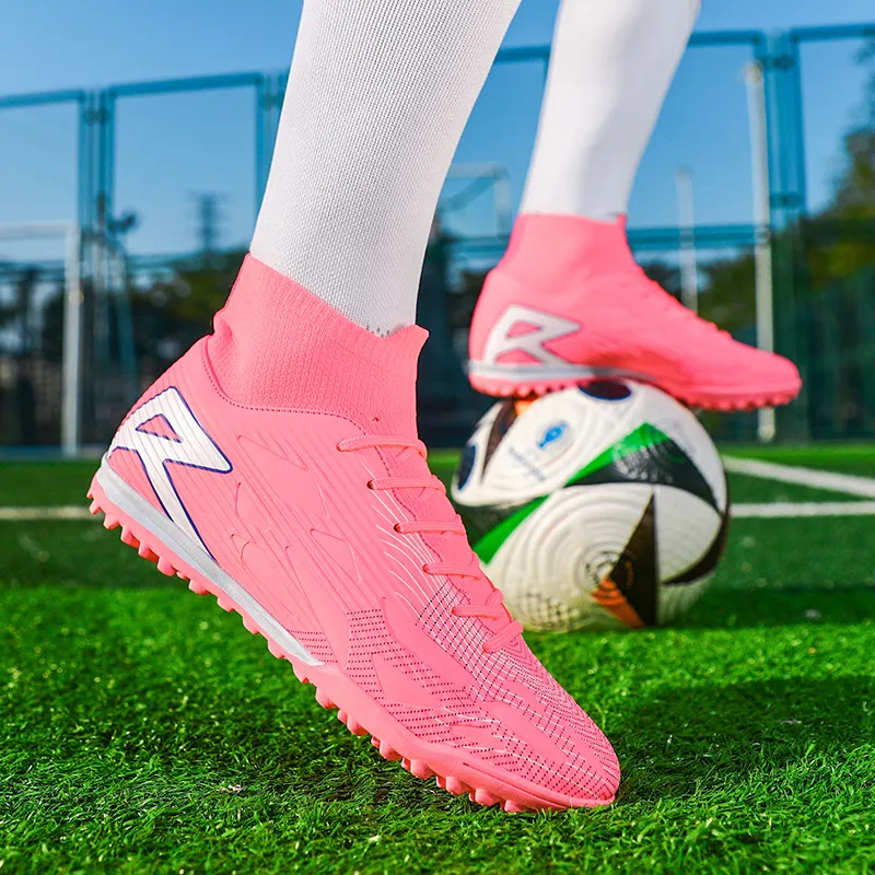 BIANSULONG Soccer Shoes Unisex High Top Black/White/Blue/Pink-34