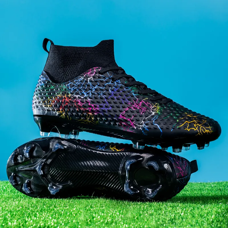 BIANSULONG FG Rubber Long Studs Soft Ground Firm Ground Cushioned Slip-Resistant Abrasion-Resistant Soccer Shoes Unisex-12