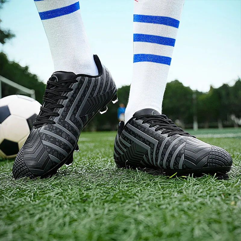 BIANSULONG FG Rubber Long Studs Soft Ground Wear-Resistant Coverage Impact-Resistant Soccer Shoes Unisex Black-3